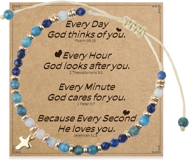 Pavolini Christian Gifts for Women, Cross Bracelet, Christian Gifts, Inspirational Gifts for Women, Natural Stone Bracelets, Religious Gifts for Woman - Image 1
